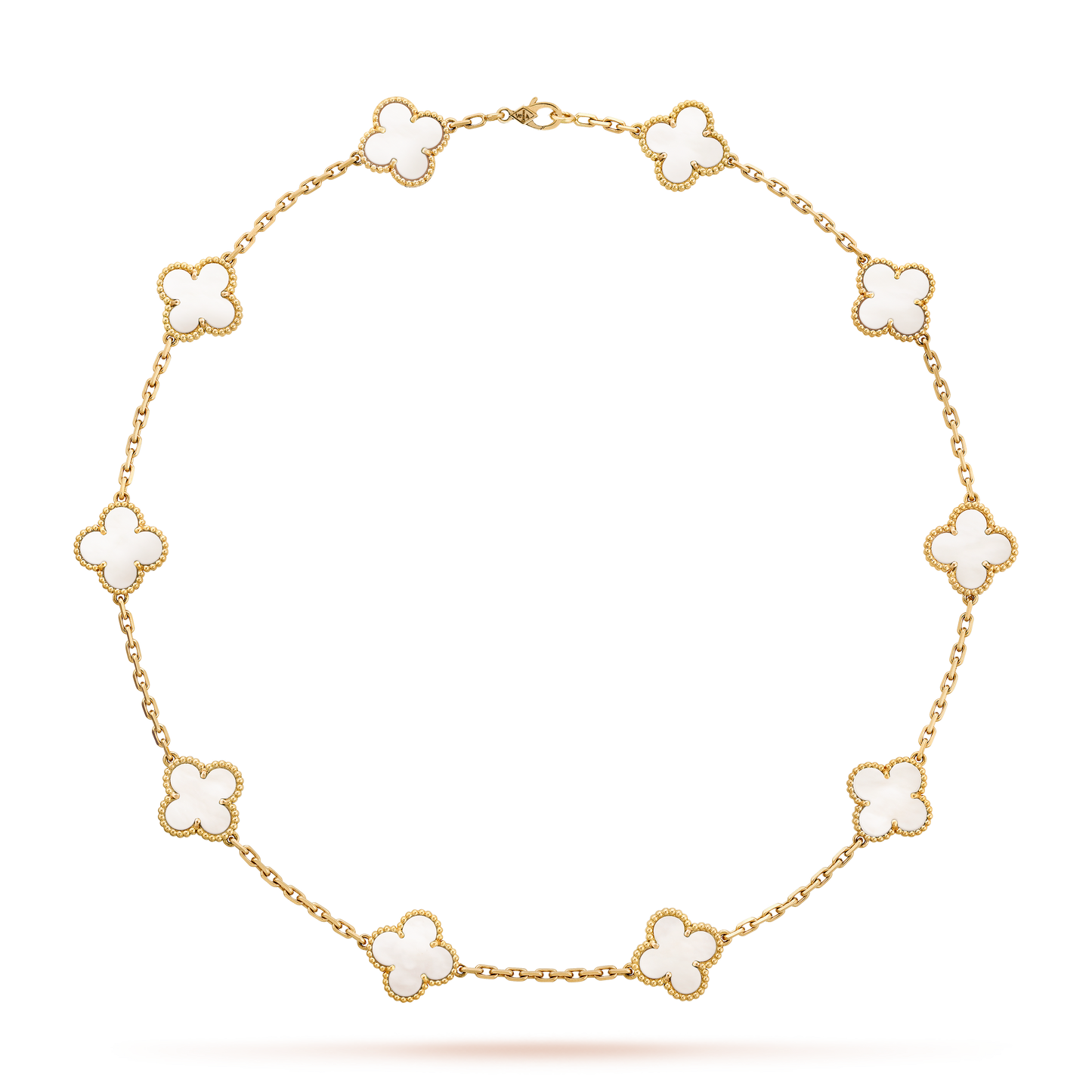 COLLIER VINTAGE ALHAMBRA 7 MOTIFS BLANC NACRE