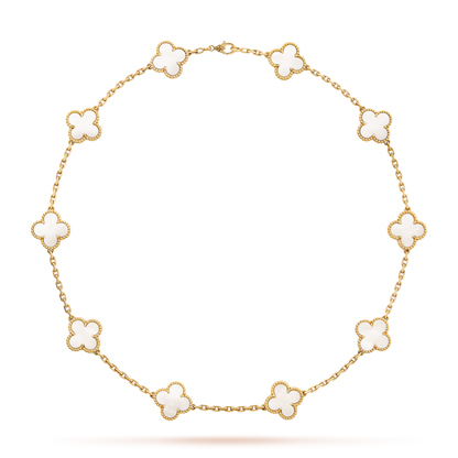 COLLIER VINTAGE ALHAMBRA 7 MOTIFS BLANC NACRE