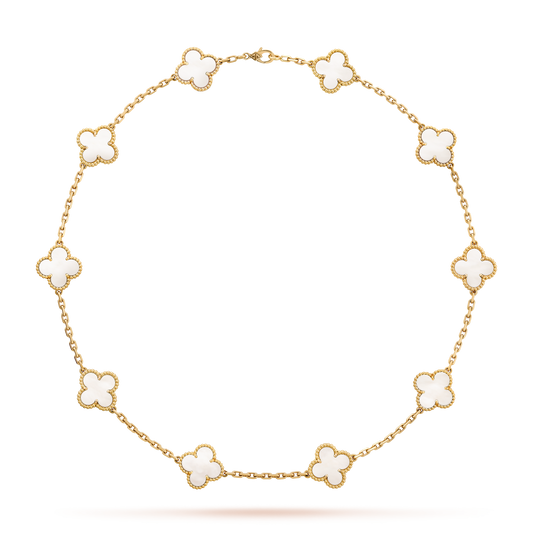 COLLIER VINTAGE ALHAMBRA 7 MOTIFS BLANC NACRE