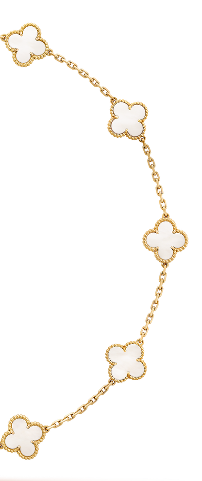 COLLIER VINTAGE ALHAMBRA 7 MOTIFS BLANC NACRE